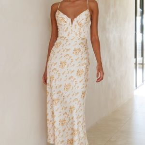 Satin floral midi dress